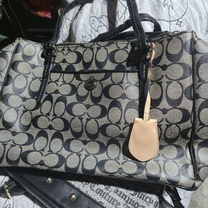 Coach Black and Tan Signature Tote Bag